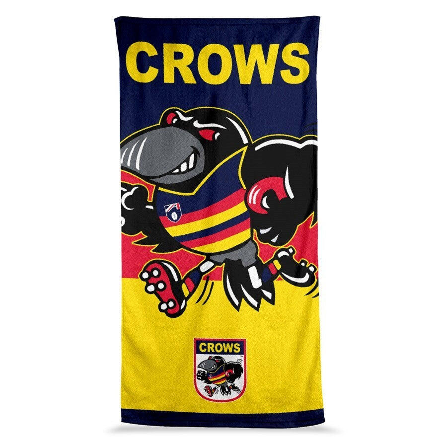 AFL Jumbo Beach Towel - Adelaide Crows - Team Mascot - 90cmx170cm