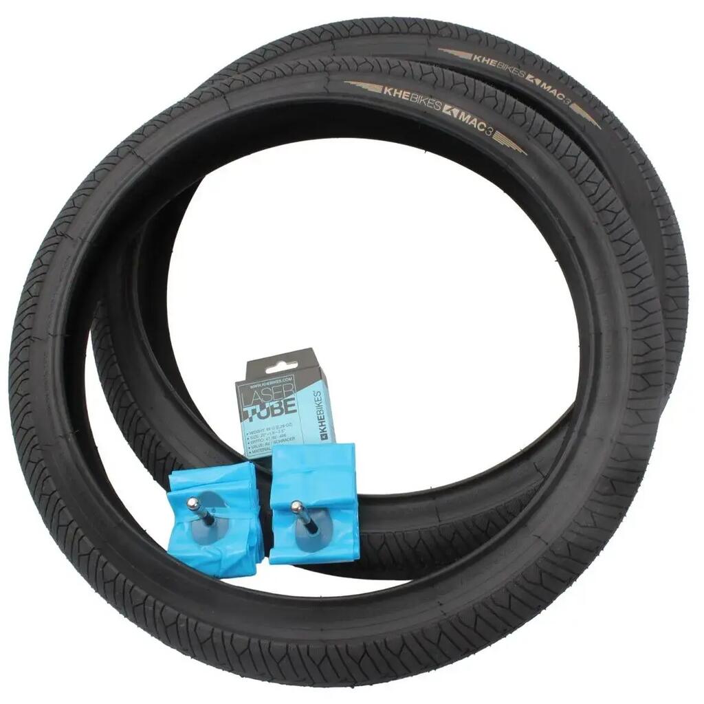 BMX tyres: 2x MAC3 + 2x KHE LASER inner tubes