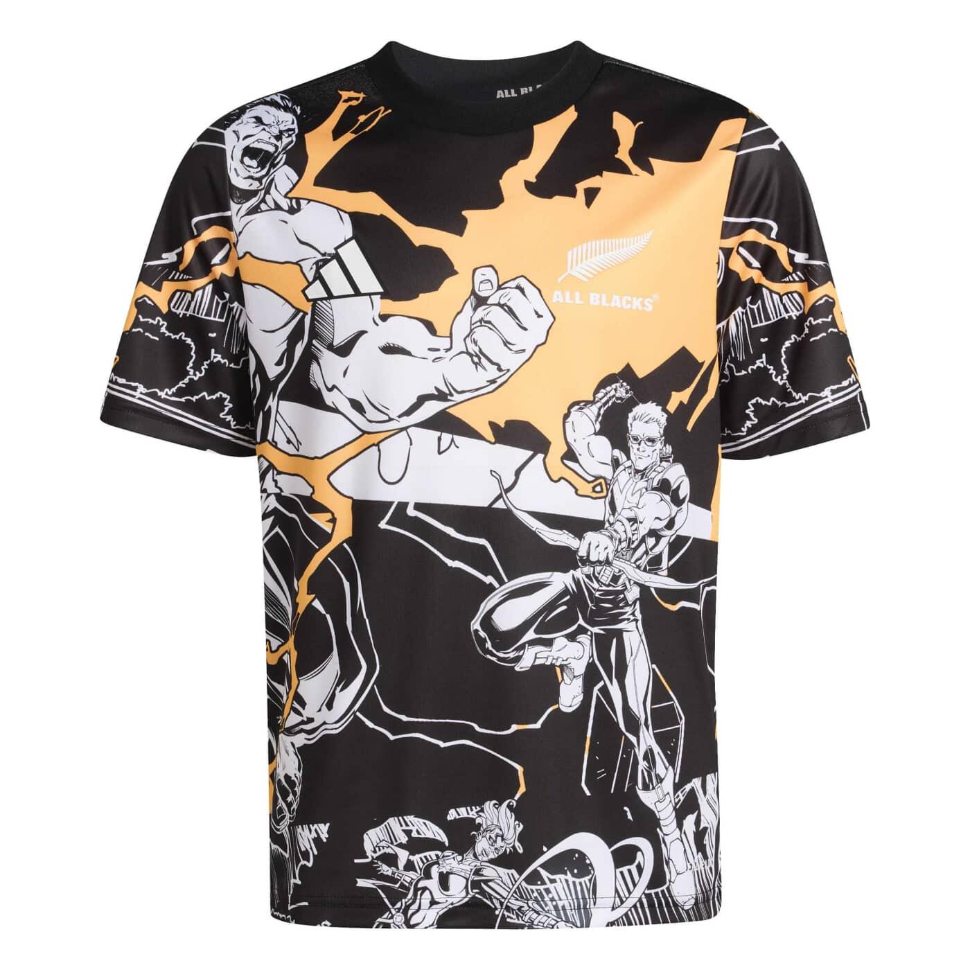 Adidas - Maillot D'Entrainement All Blacks Marvel Captains Run Pour Enfant - T-shirt Manches Courtes - Noir - Decathlon