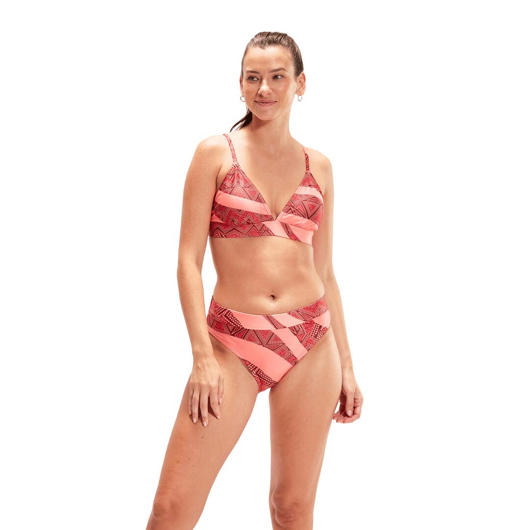 Speedo - Bikini Femme Speedo Printed Banded Triangle 2 Pièces Rouge Foncé/corail - Maillot De Bain 2 Pièces (bikini) - Orange|rouge - 38 - Decathlon