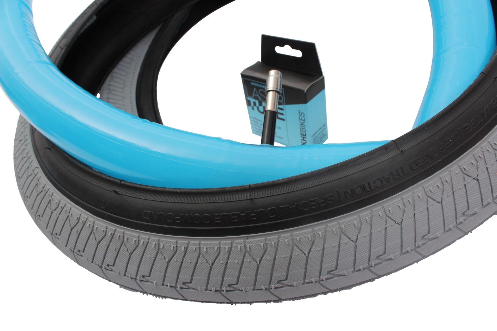 BMX pneus 2x MAC2+ tringle rigide gris + 2x chambres à air KHE LASER 3/6