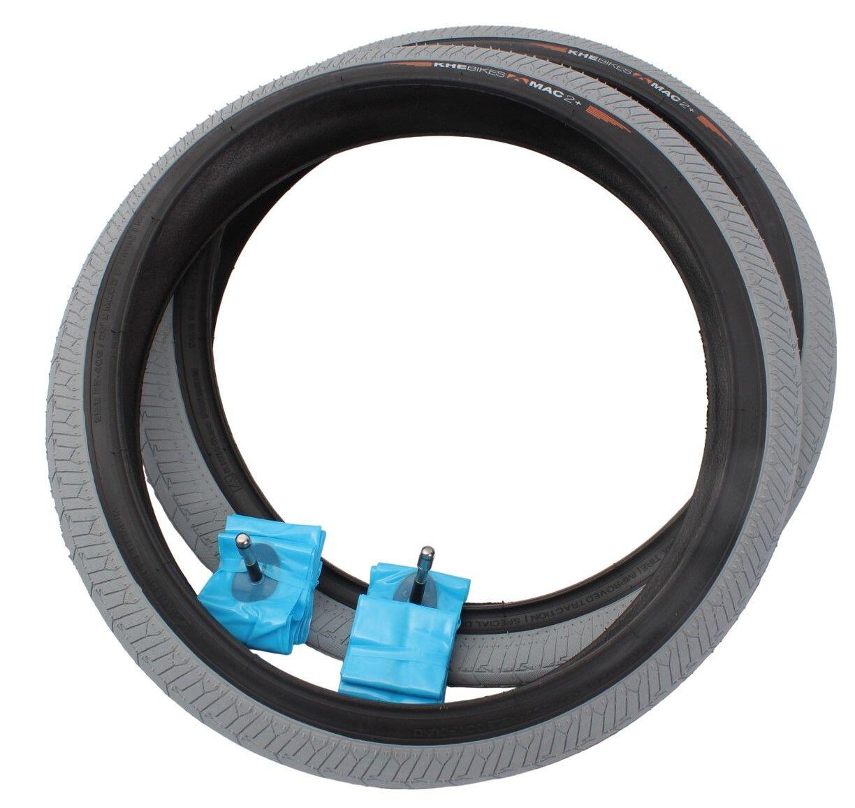 KHEBIKES BMX pneumatici 2x MAC2+ filo grigio + 2x camere d’aria KHE LASER