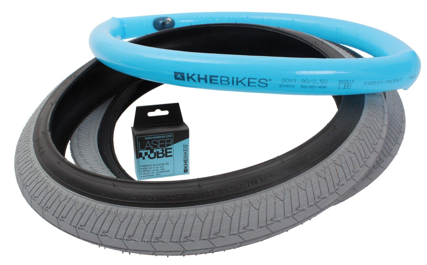 BMX pneus 2x MAC2+ tringle rigide gris + 2x chambres à air KHE LASER 4/6