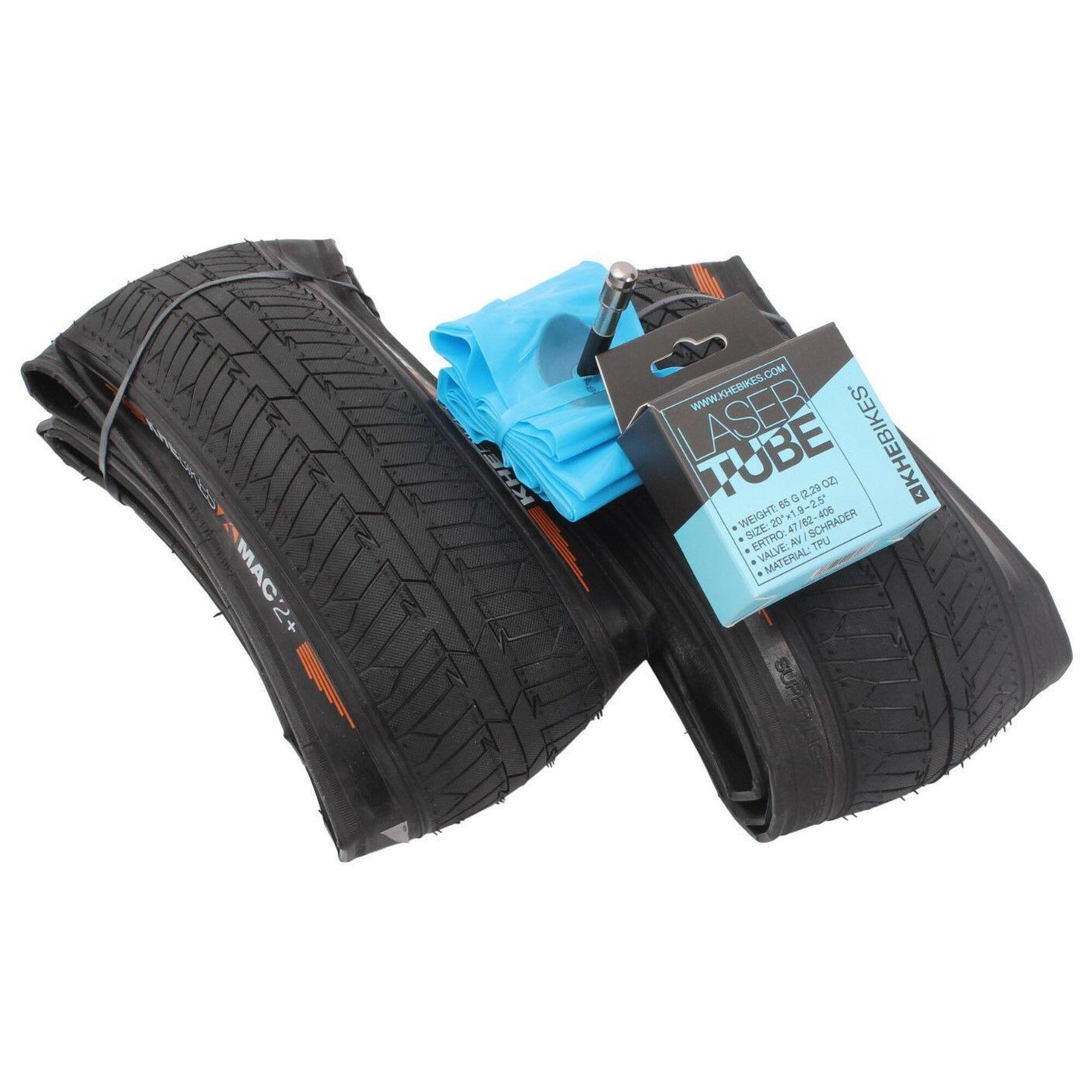 KHEBIKES BMX pláště 2x MAC2+ skládací + 2x duše KHE LASER