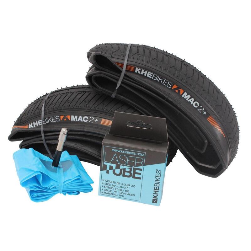 BMX cauciucuri 2x MAC2+ pliabile + 2x camere KHE LASER