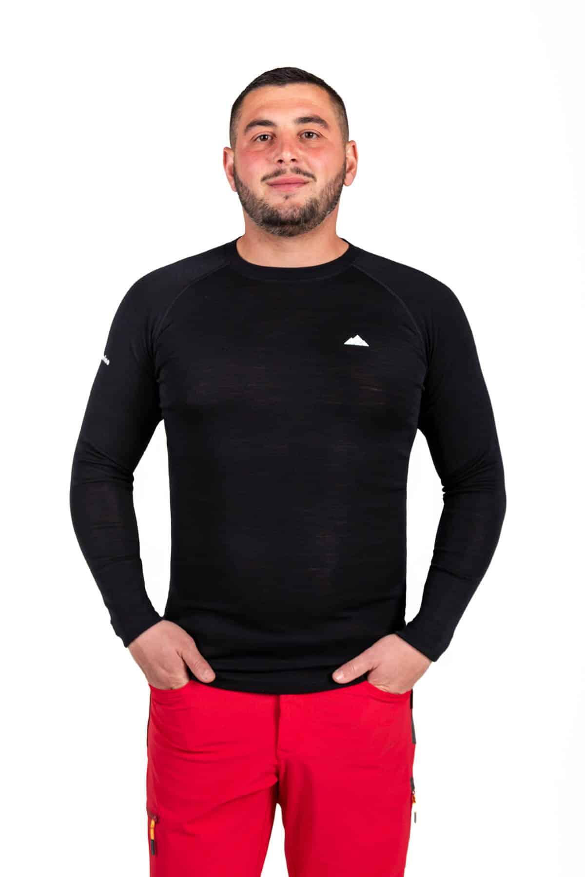 Camisola Merino Shell Alpinismo E Escalada Homem Térmica Transpirável Preto 3/3