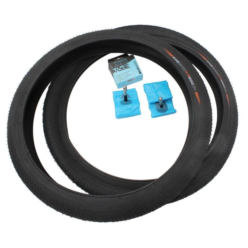 BMX cauciucuri 2x MAC2+ sârmă negru + 2x camere KHE LASER