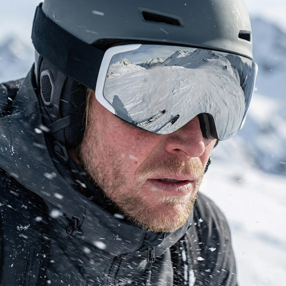 Maschera da Sci e Snowboard Fluor HX-054 Lente Argento Specchiata Unisex 3/3