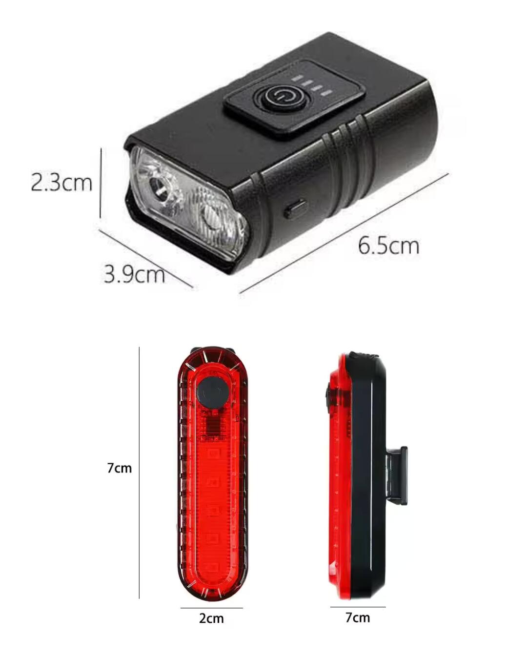 Kit éclairage vélo LED avant 1000 lumens et arrière USB 4/8