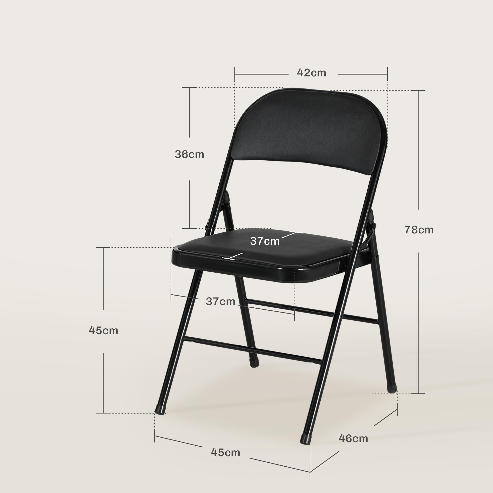 Sillas Plegables HOMCOM 45x46x78 cm Negro 3/7