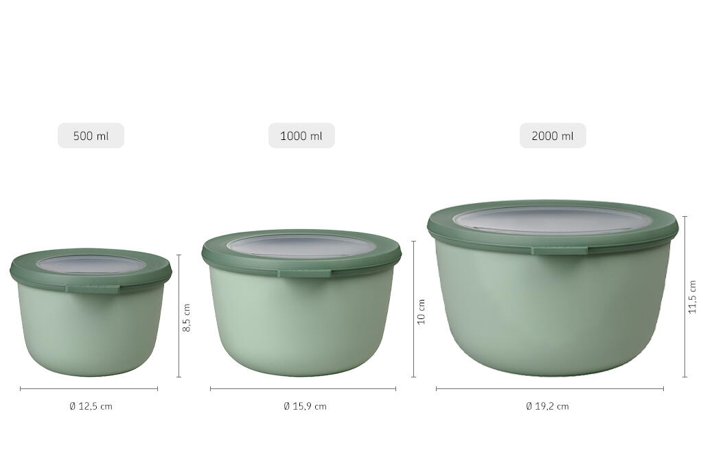 Mepal Cirqula 3.5 l Multischale Rund 3-teiliges Set - Nordic sage 5/6