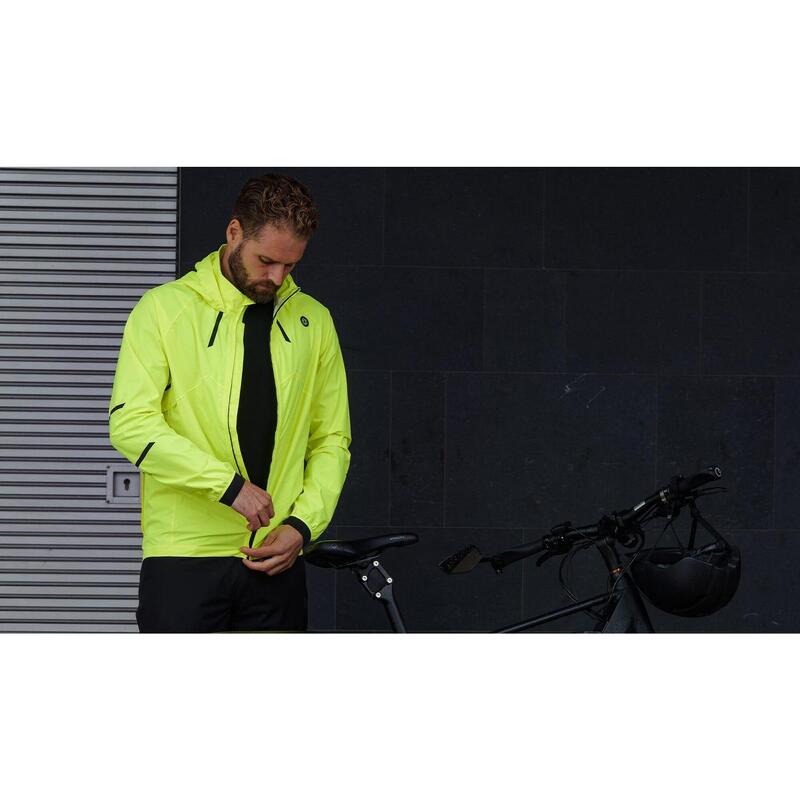 Geacă de ciclism impermeabilă bărbați Commuter galben neon