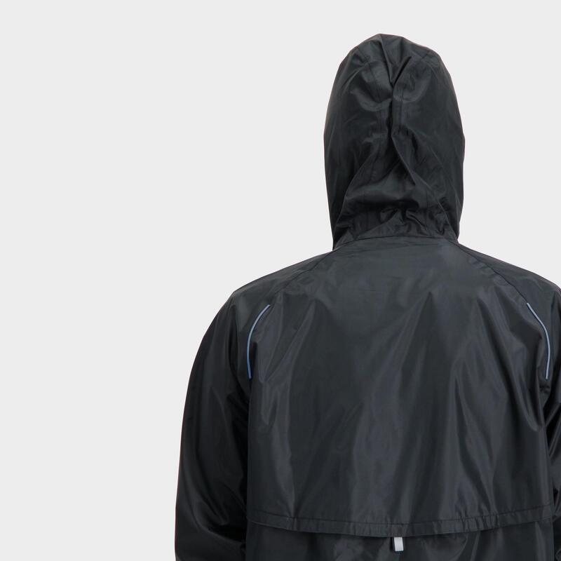 Costum de ploaie pentru ciclism Essential cu elemente reflectorizante negru