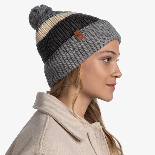 Czapka biegowa unisex Buff Knitted Hat Elon Ash ciepła z pomponem 6/7