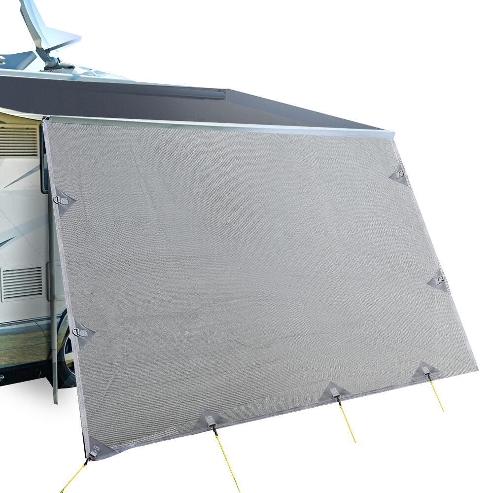 Caravan Privacy Screen Roll Out Awning 3.4x1.95M End Wall Side Sun Shade