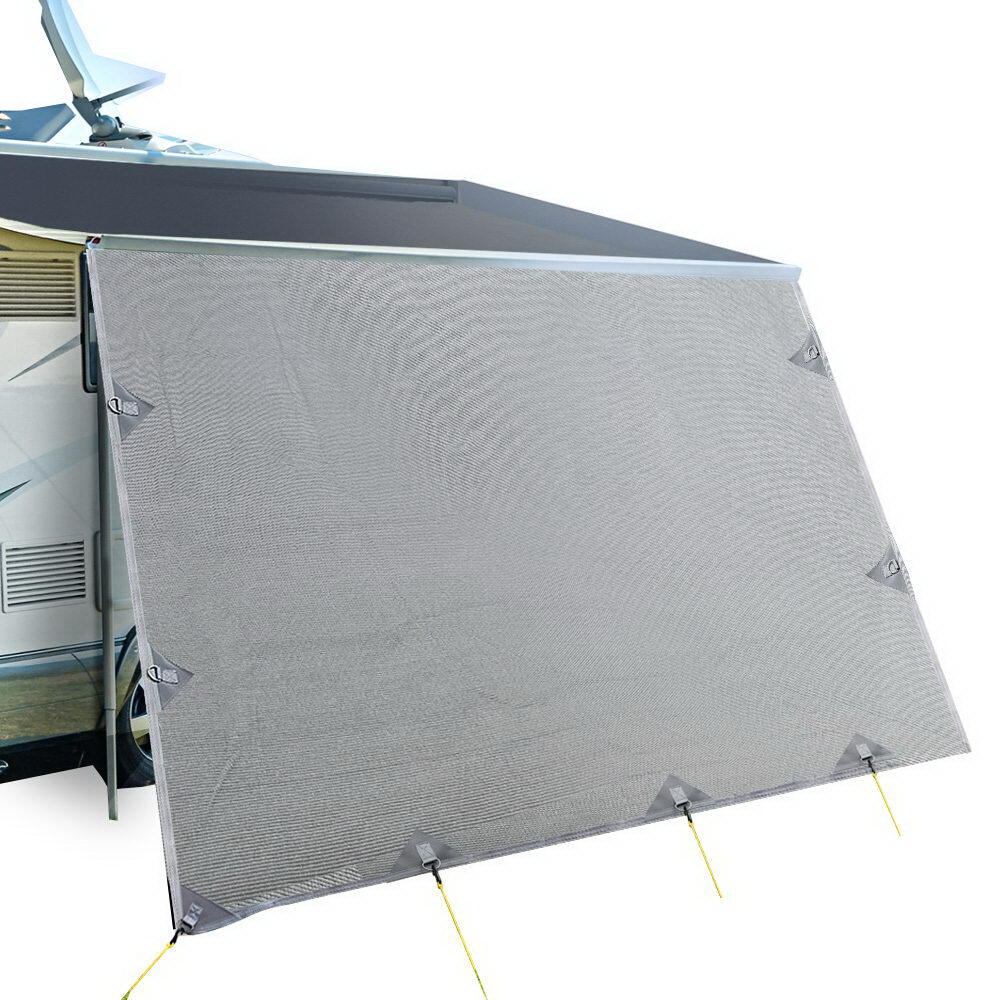 Caravan Privacy Screen Roll Out Awning 4.6x1.95M End Wall Side Sun Shade