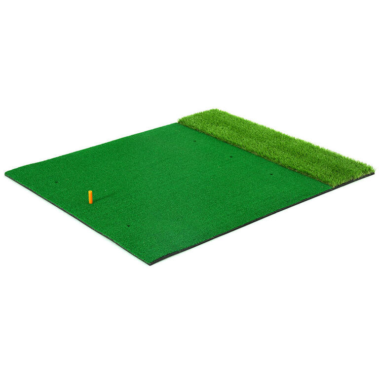 Compact 2-in-1 golf hitting mat with tee peg