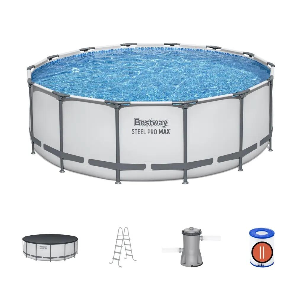 Bestway Swimming Pool 427x427x122cm Steel Frame Round Filter Pump Ladder