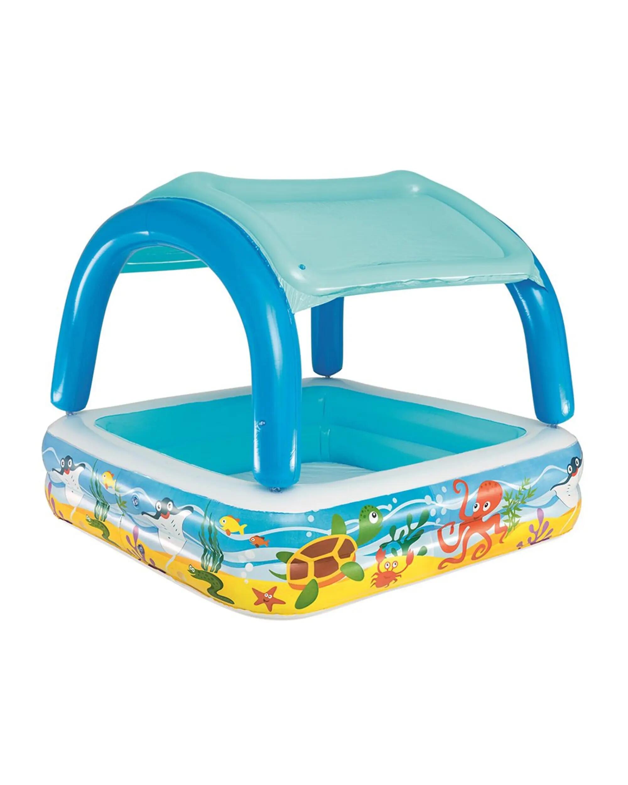 Bestway Kids Pool 140x140x114cm Inflatable Swimming With Canopy Sunshade