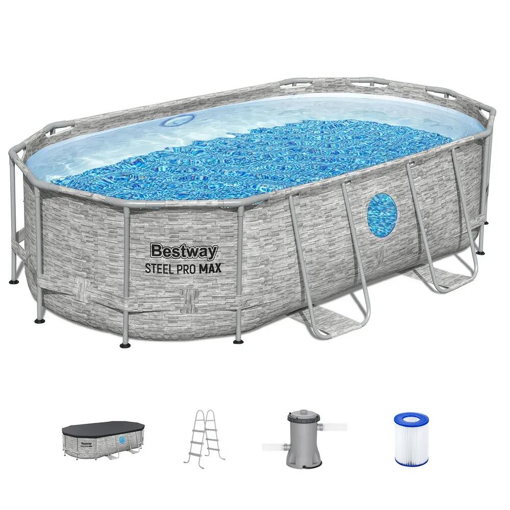 Bestway Swimming Pool 427x250x100cm Steel Frame Filter Pump Ladder 7250L