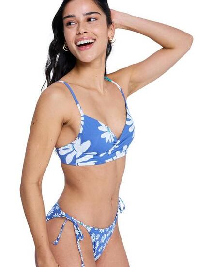 Haut de bikini bralette PRINTED ESSENTIALS WRAP BRA Bleu Femme