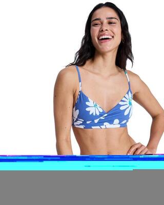 Bralette-bikinioberteil printed essentials blau dames