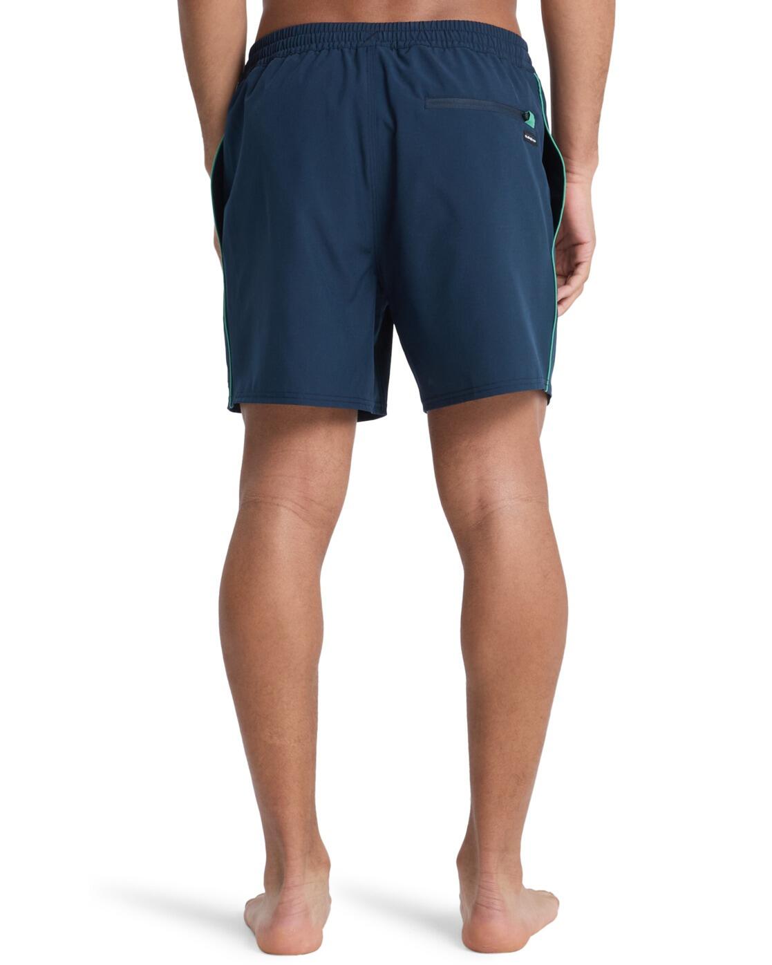 Short de bain STRETCH PIPED VOLLEY 16" Bleu Homme 3/4