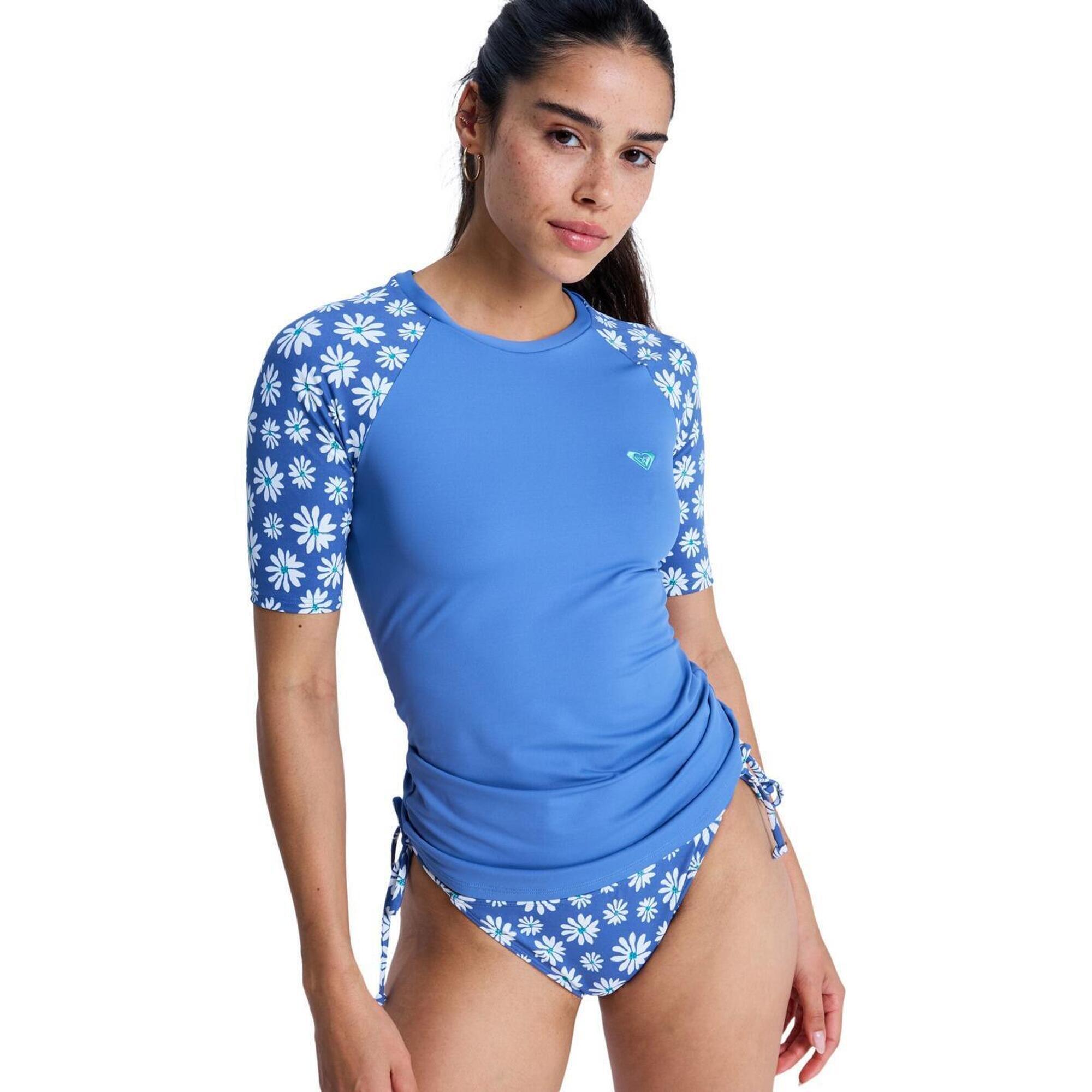 Roxy - Lycra Manches Courtes The Classic Lycra Bleu Femme - Haut De Maillot De Bain - Bleu - 40 M - Decathlon