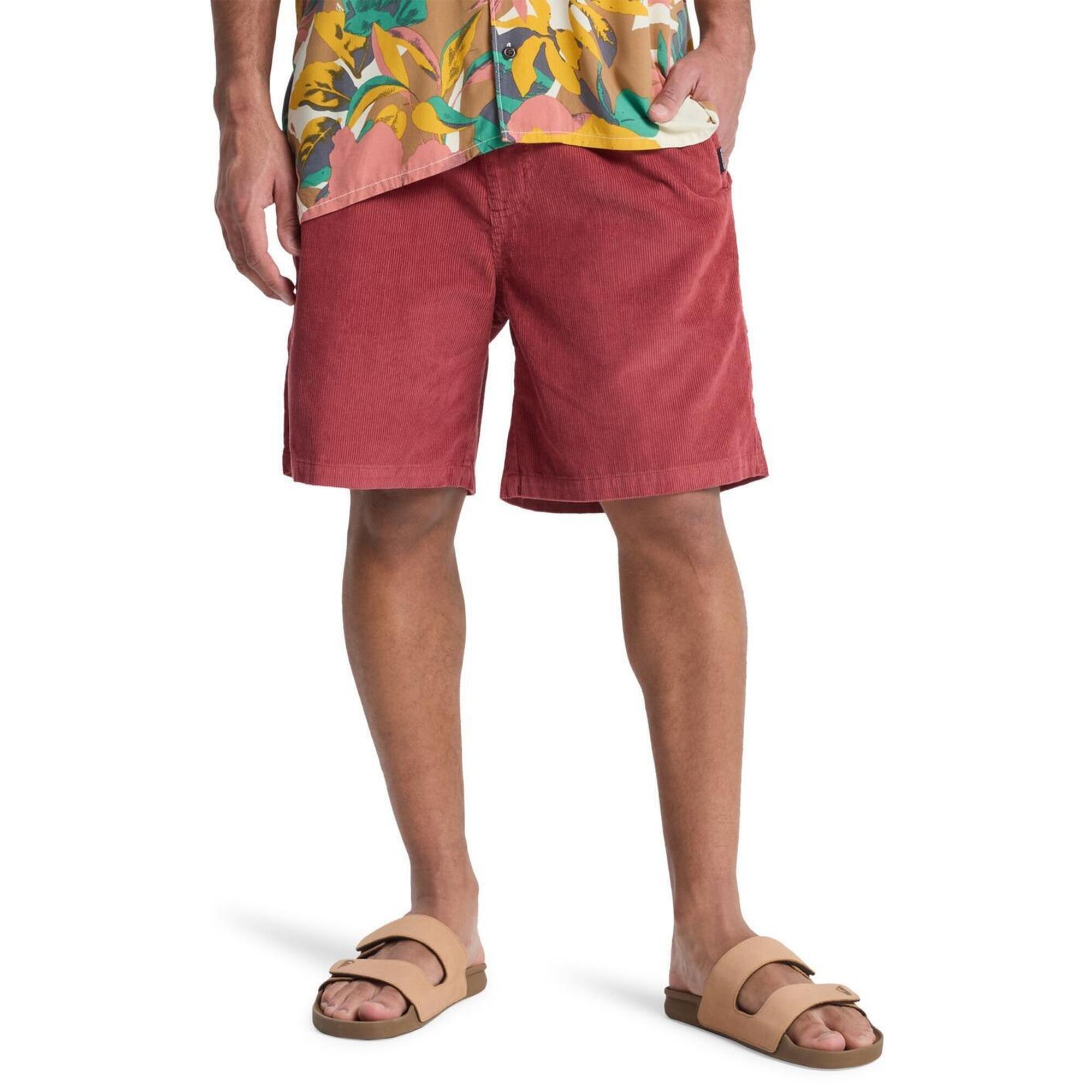 Quiksilver - Walkshort En Velours Côtelé Taxer 18" Rouge Homme - Short - Bordeaux|rose - Decathlon