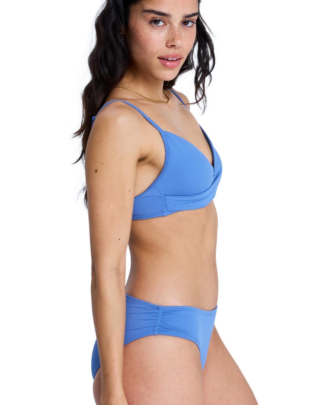 Bralette-Bikinioberteil SOLID ESSENTIALS WRAP BRA Blau Dames 3/4
