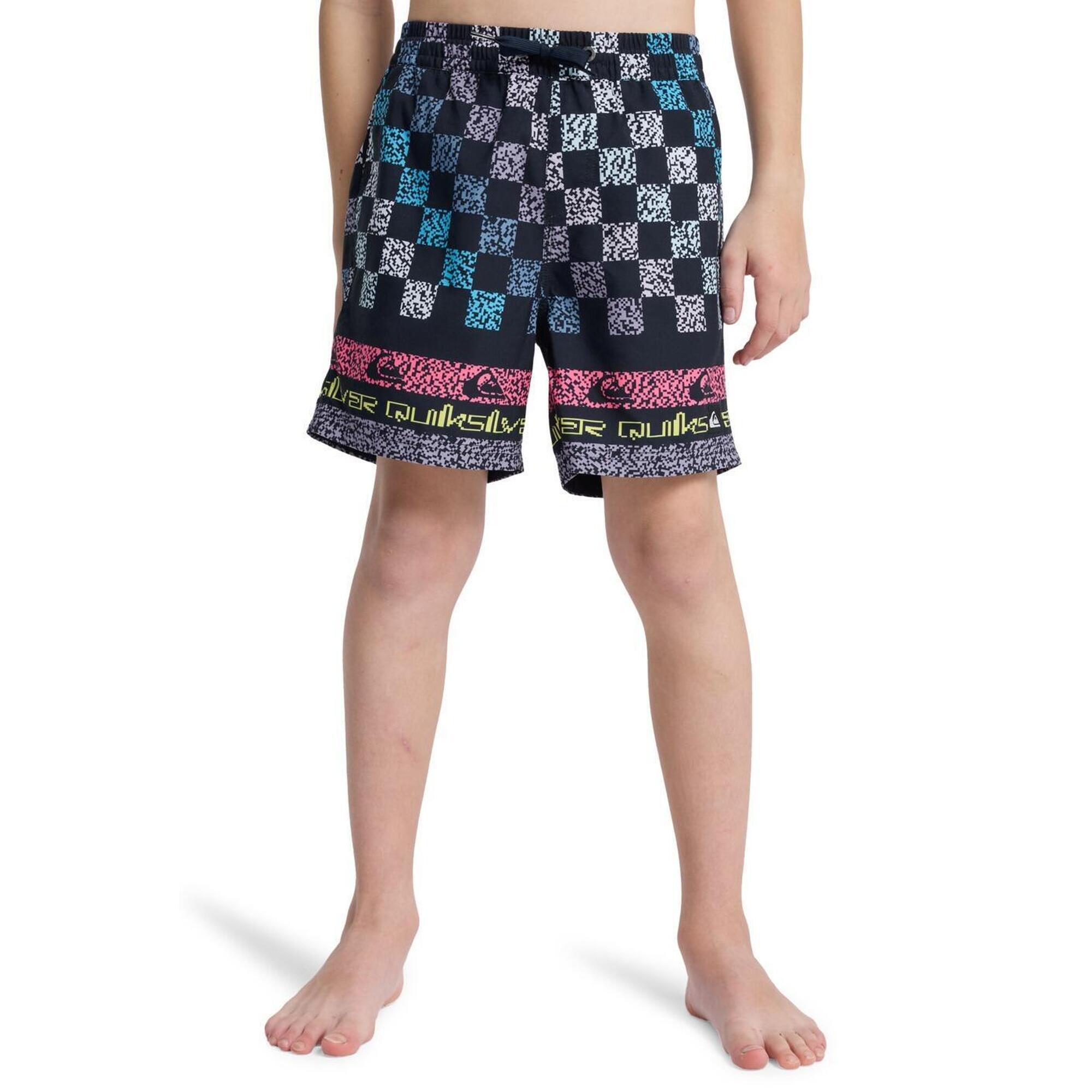 Quiksilver - Short De Bain Everyday Printed Volley 14" Noir Garçon - Boxer De Bain - Noir -  8 À 10 Ans - Decathlon