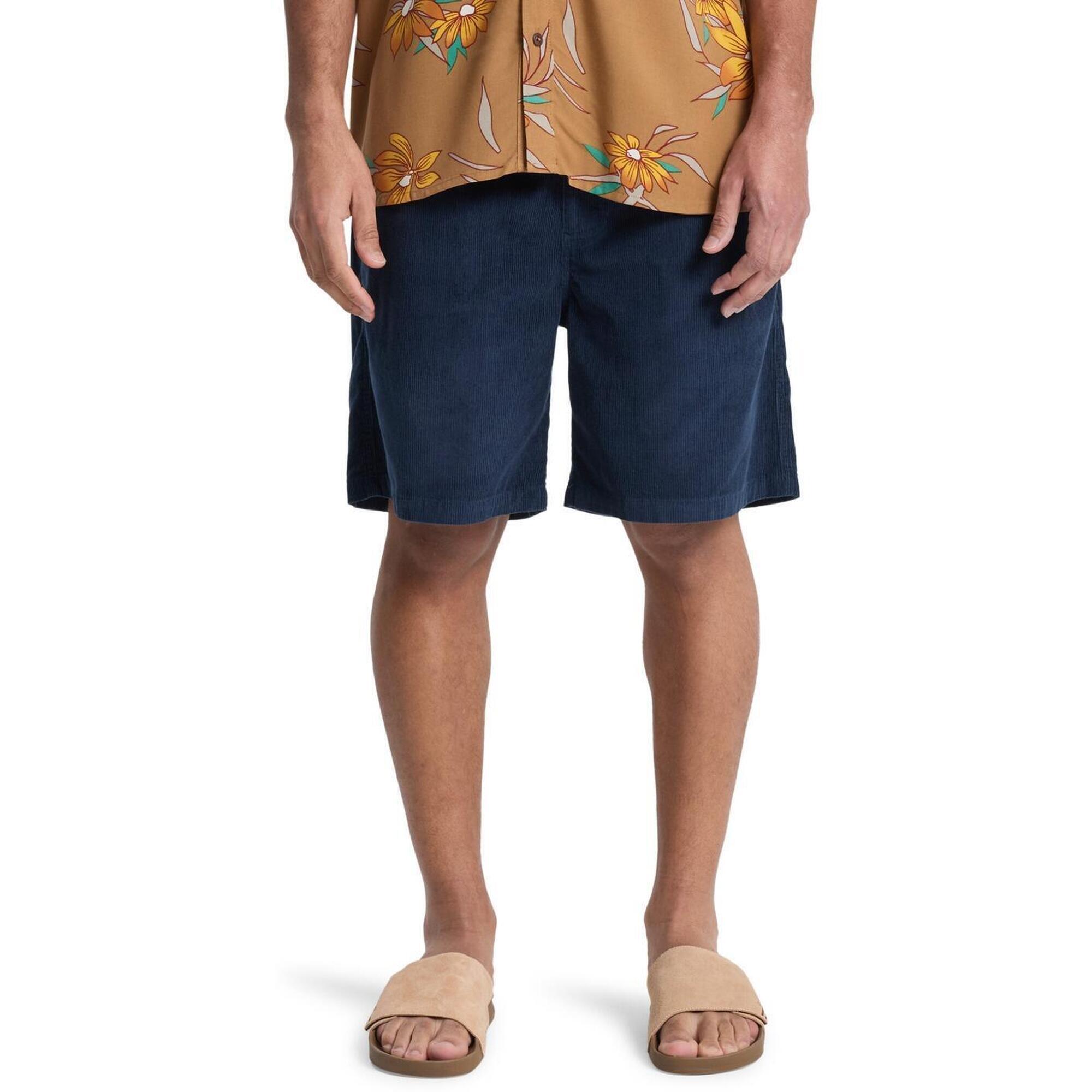 Quiksilver - Walkshort En Velours Côtelé Taxer 18" Noir Homme - Short - Bleu - Decathlon