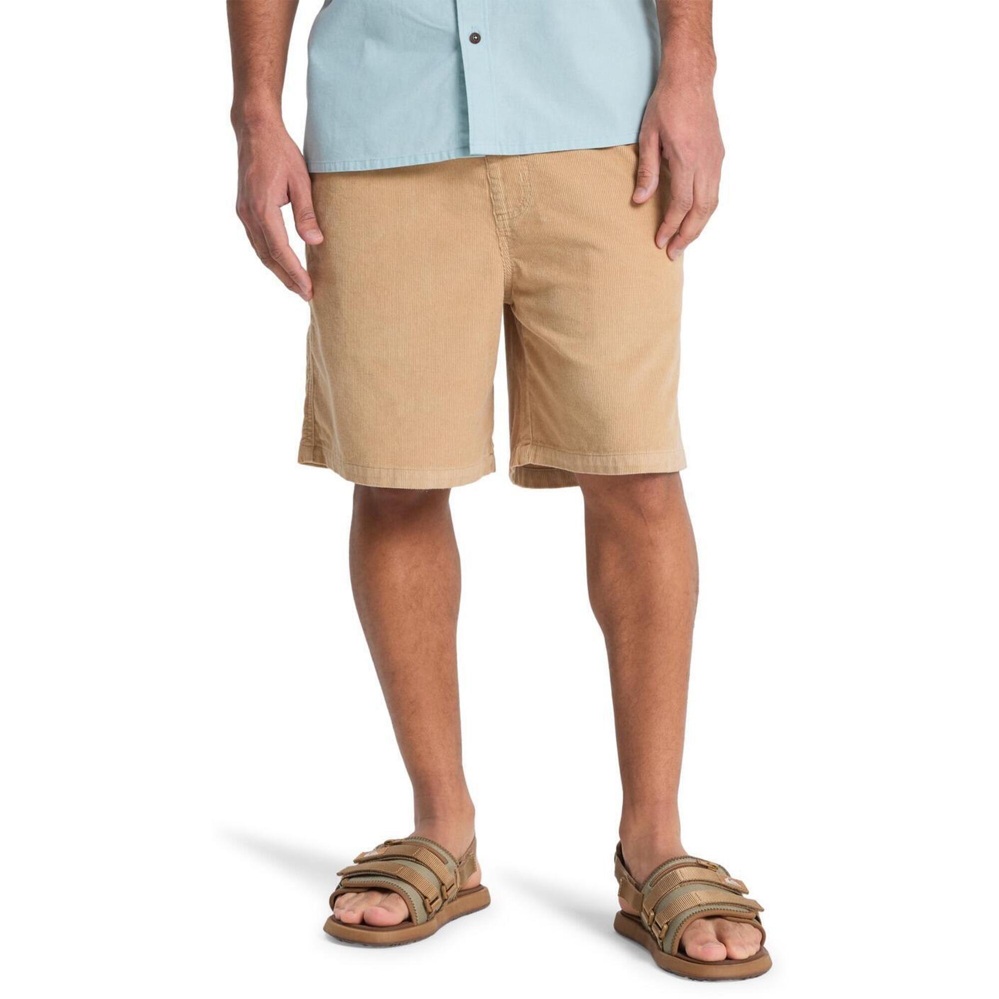 Quiksilver - Walkshort En Velours Côtelé Taxer 18" Marron Homme - Short - Beige - Decathlon