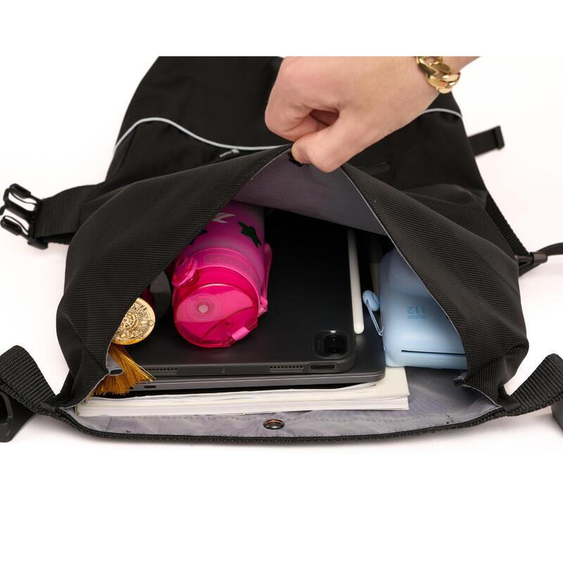 Rucsac urban AVA negru unisex impermeabil roll top 26 L reflectorizant