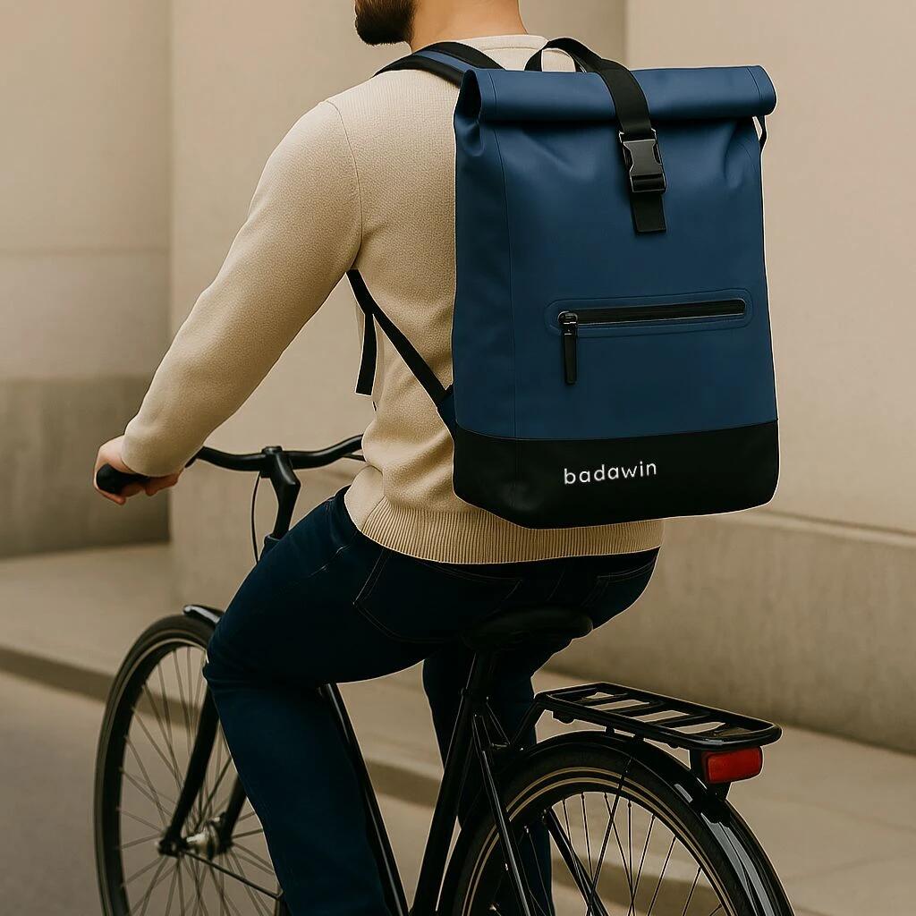 Bolso y cartera azul bicicleta 27 litros 3/4