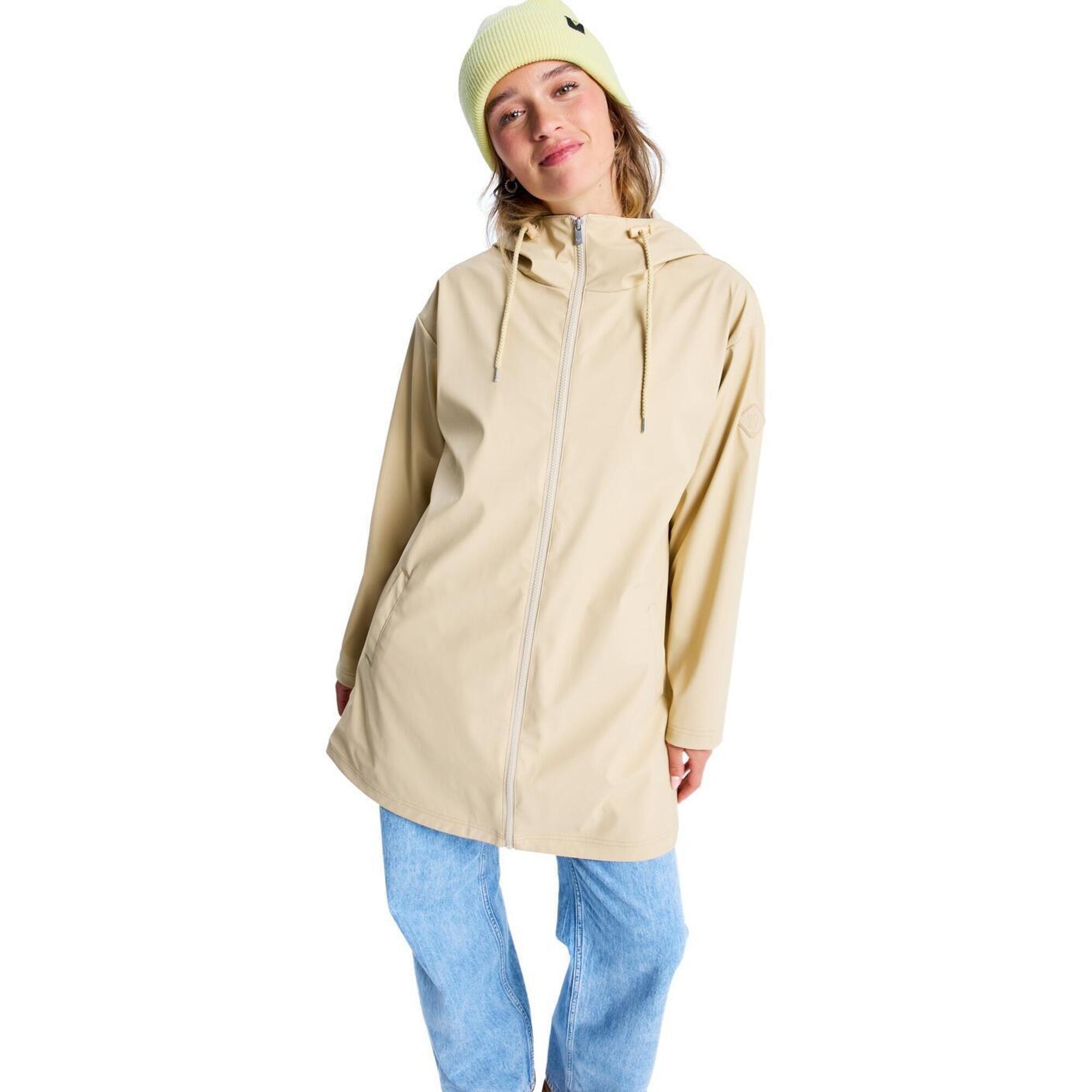 Roxy - Veste Imperméable Raining Again Beige Femme - Veste - Beige - Decathlon