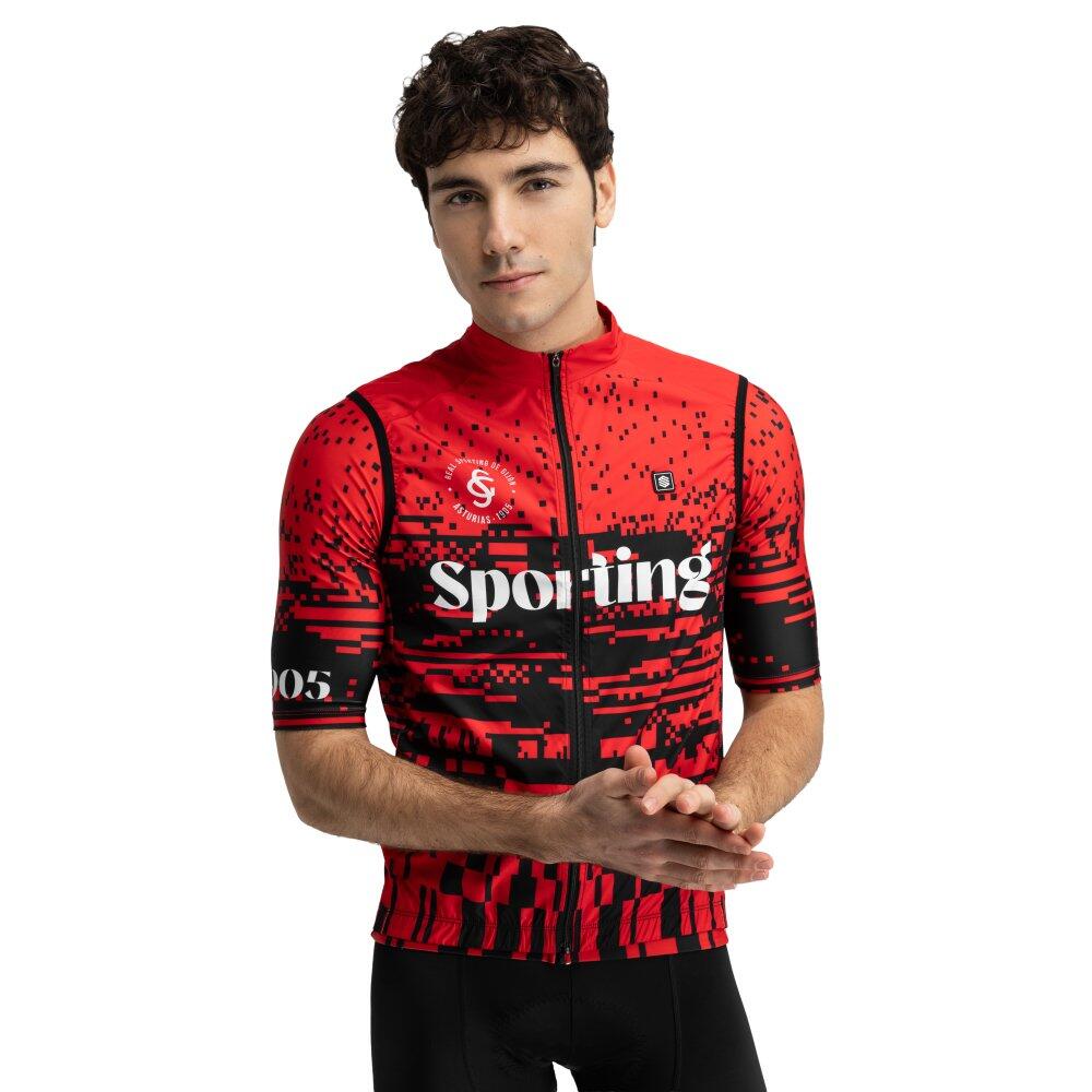 SIROKO Men Cycling 's real sporting de gijón x siroko windproof vest SC V1 Ascenso Red