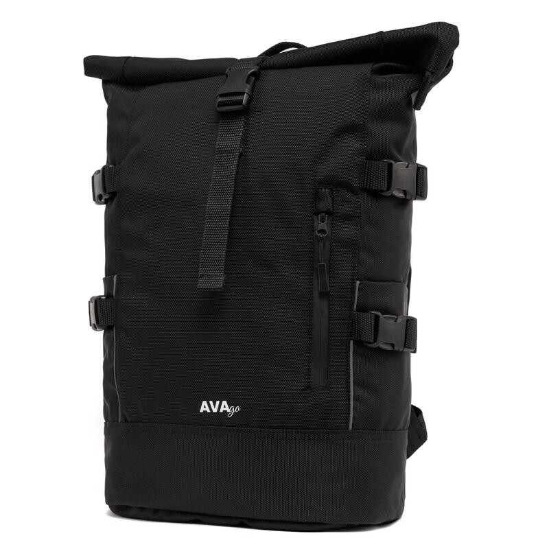Rucsac urban AVA negru unisex impermeabil roll top 26 L 47x18x31 cm