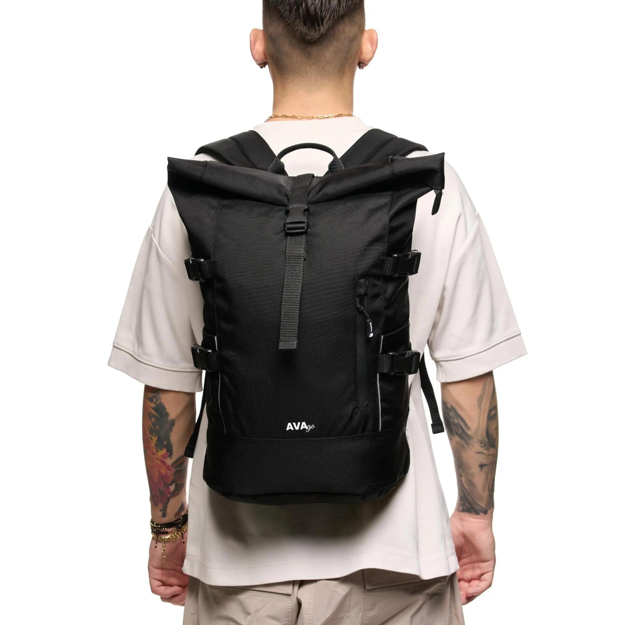 Rucsac urban AVA negru unisex impermeabil roll top 26 L 47x18x31 cm 5/7