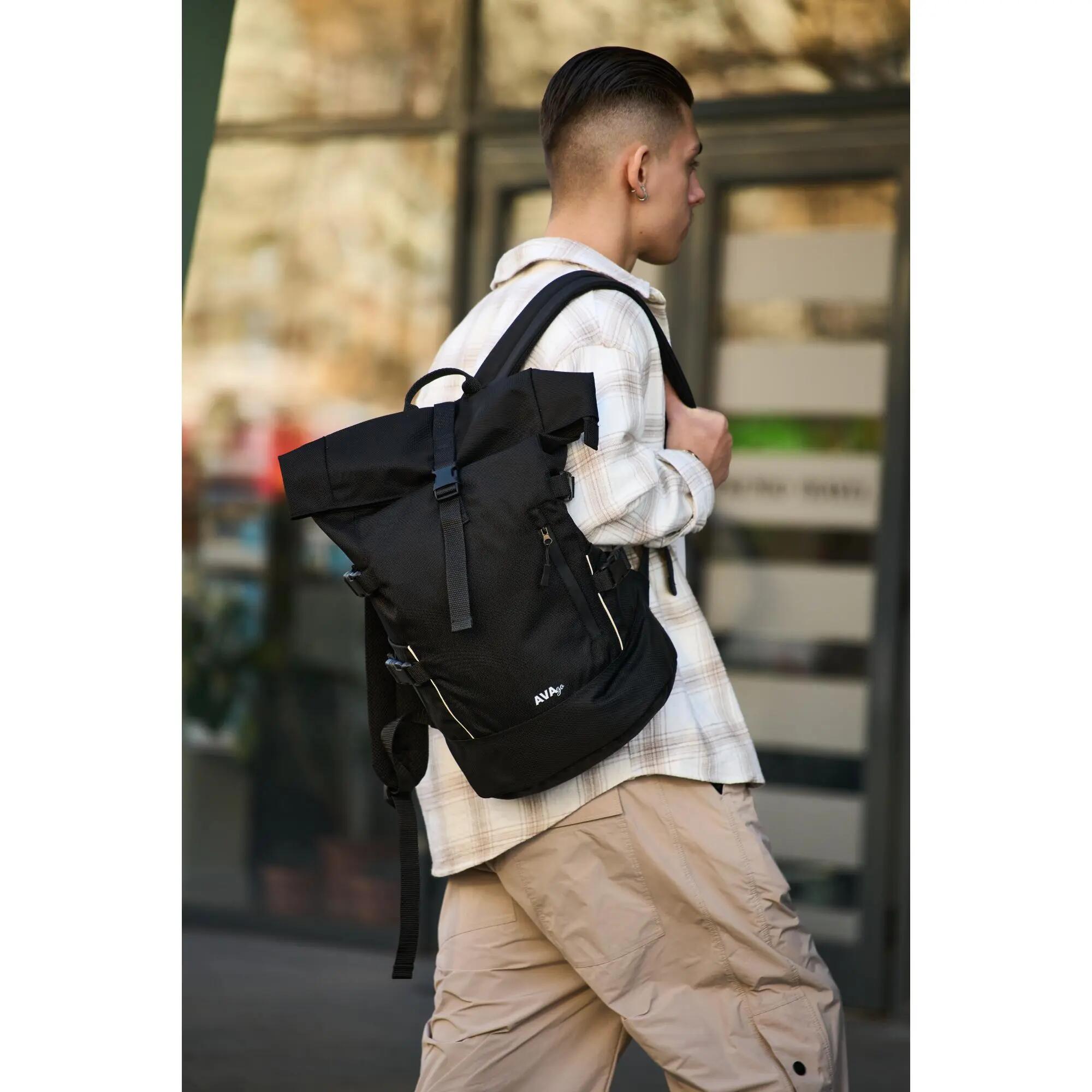 Rucsac urban AVA negru unisex impermeabil roll top 26 L 47x18x31 cm 6/7