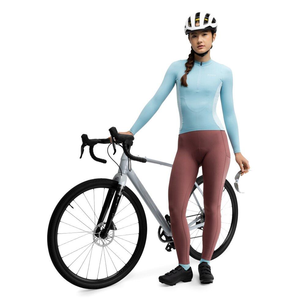 Damen Radsport lange thermo-fahrradträgerhose gravelsport Delta-W Brown Braun 3/7