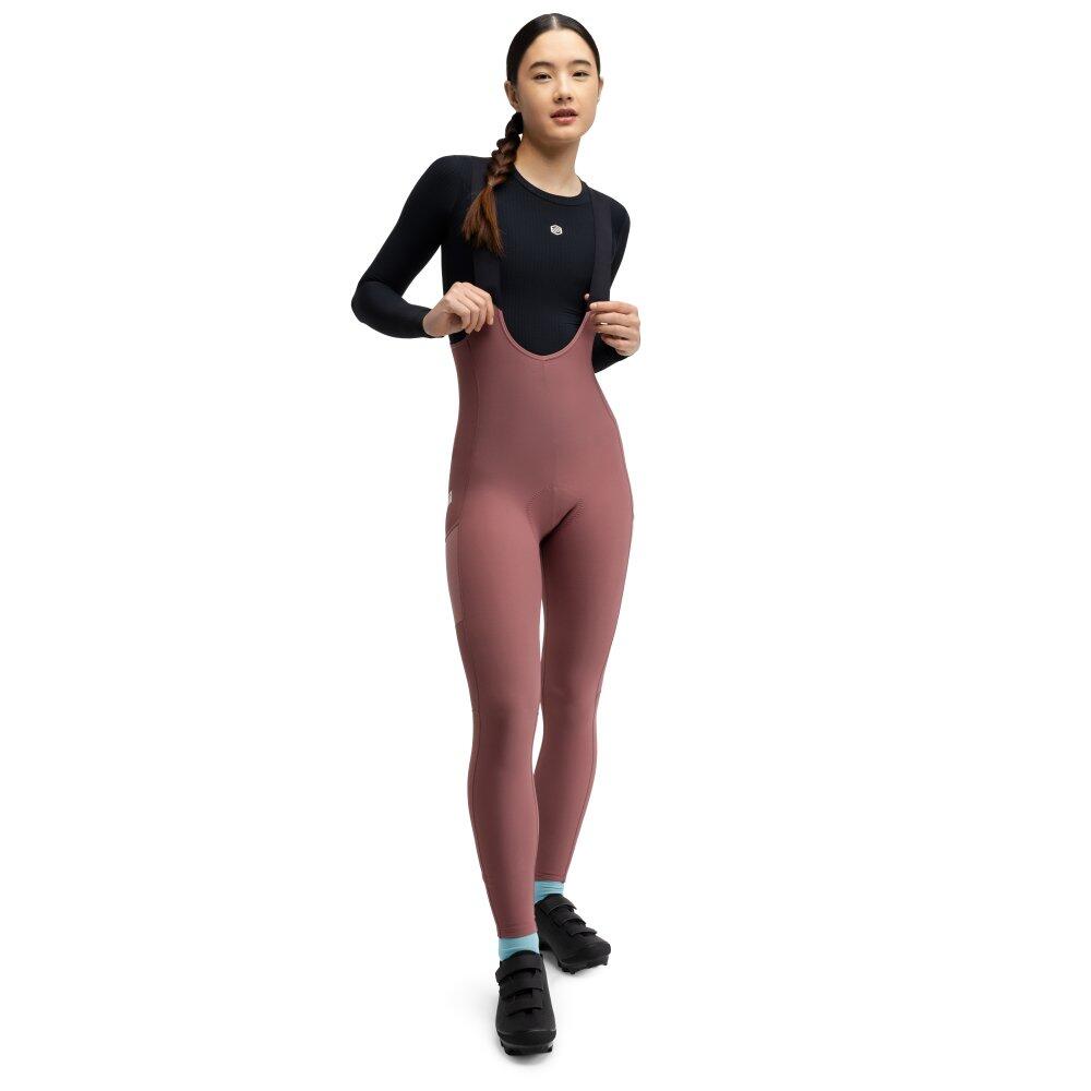 Women Cycling 's gravel thermal bib tights Delta-W Brown Brown