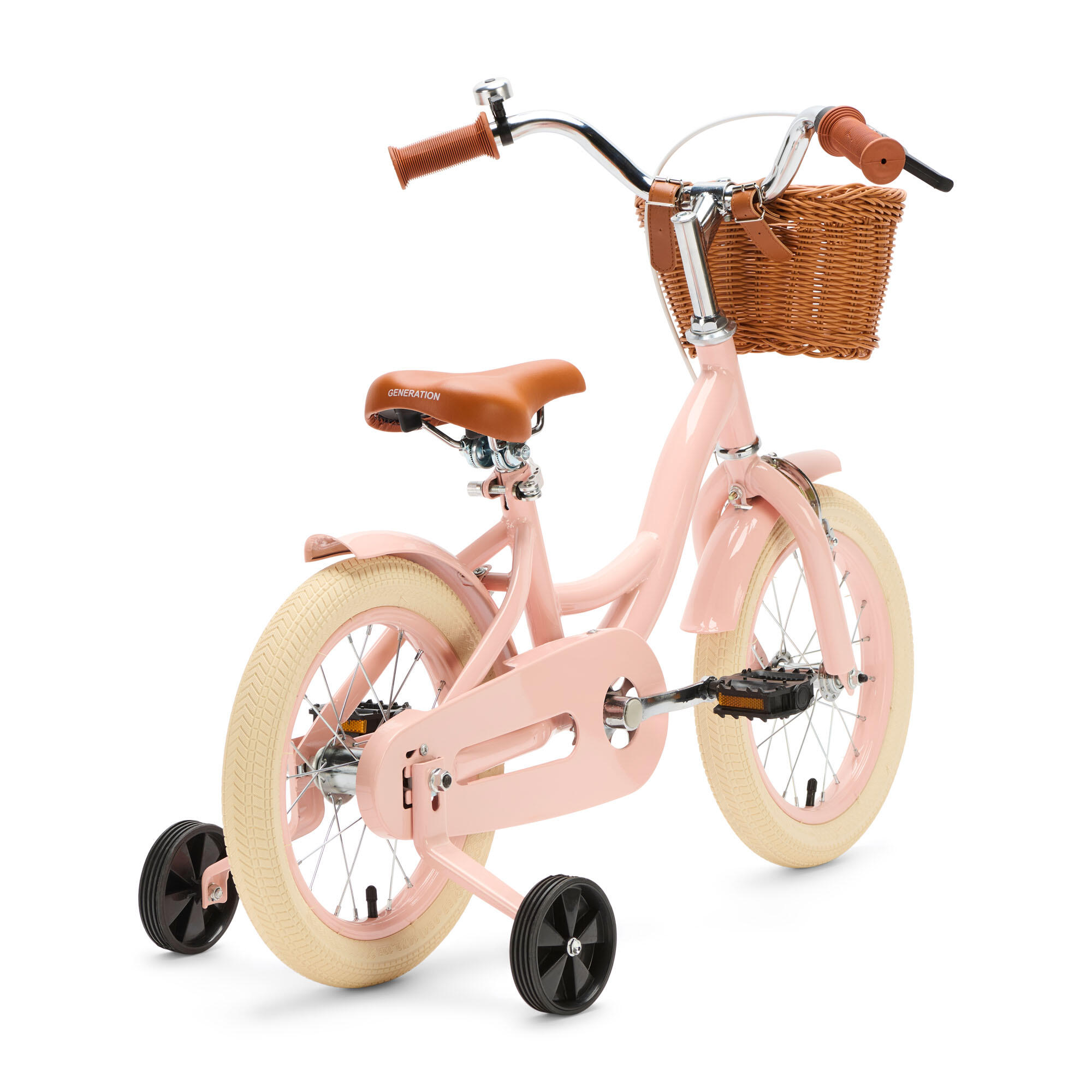 Generation Blanco 14 pulgadas Rosa – Bicicleta infantil con cesta 3/4