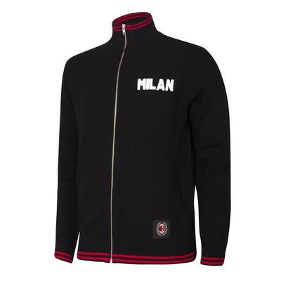 Trainingsjack - heren - retro - ac milan 1960 - geborduurd - zwart