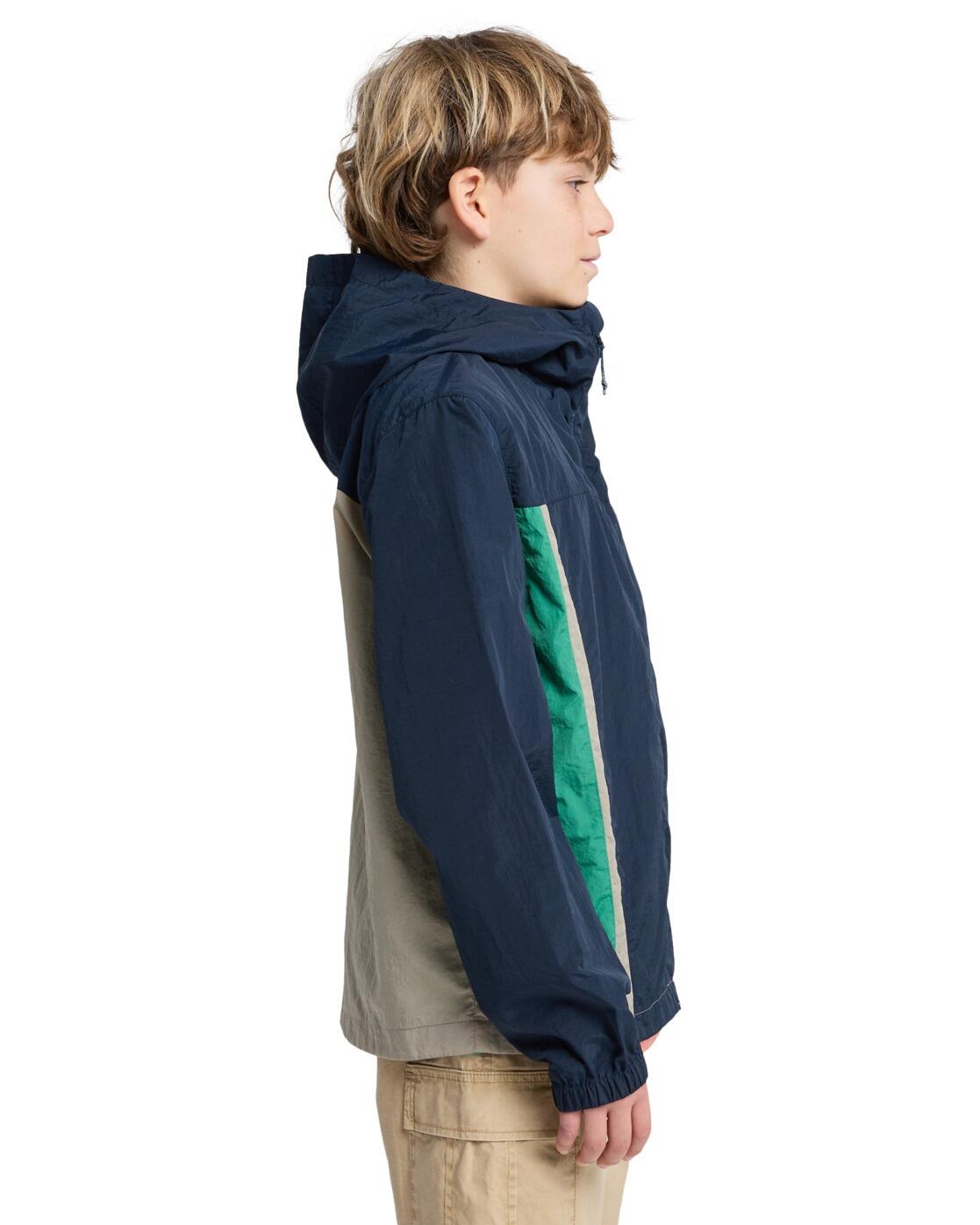 Windbreaker-Jacke mit Kapuze CLICKER Blau Junge 3/4