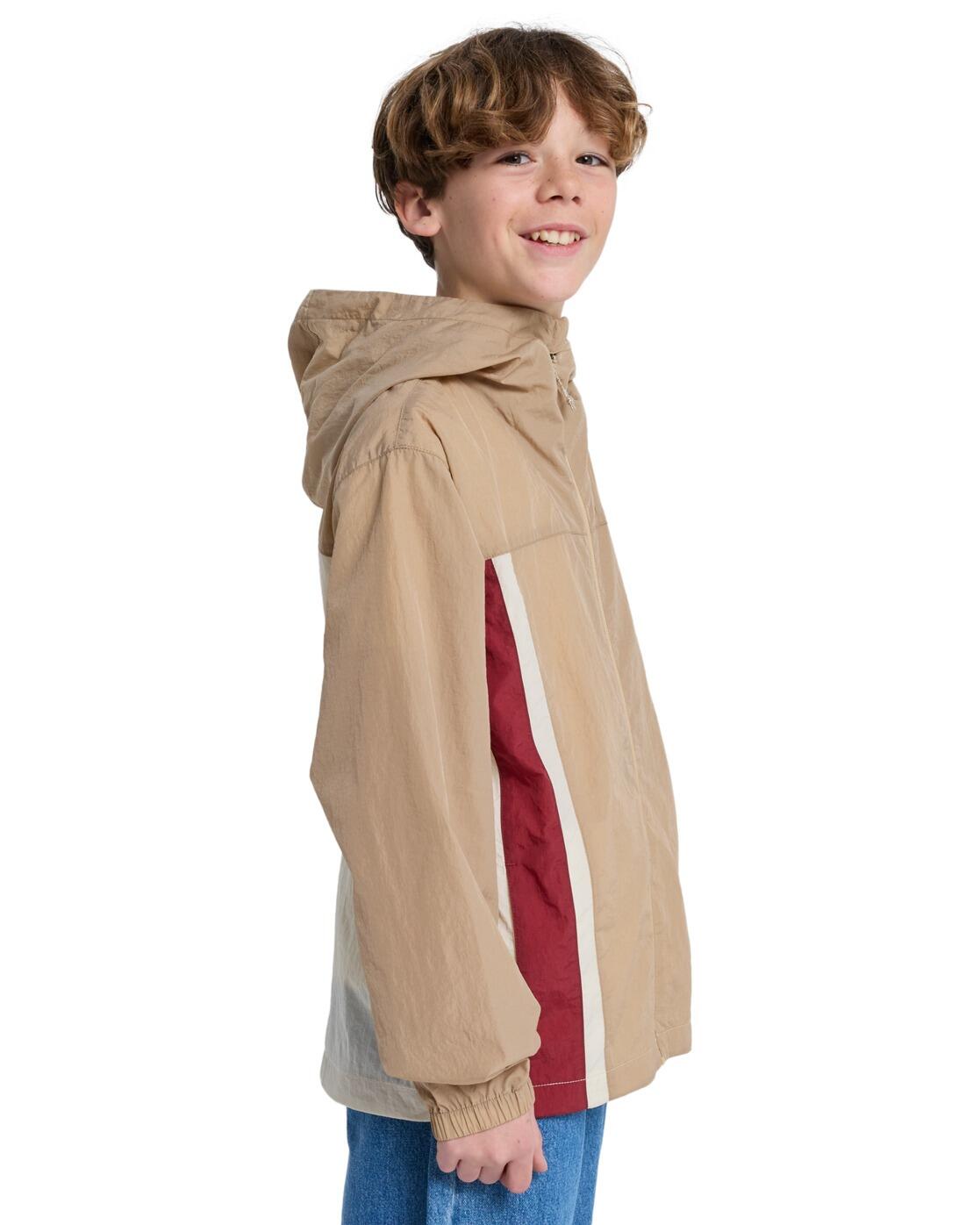 Windbreaker-Jacke mit Kapuze CLICKER Beige Junge 3/4