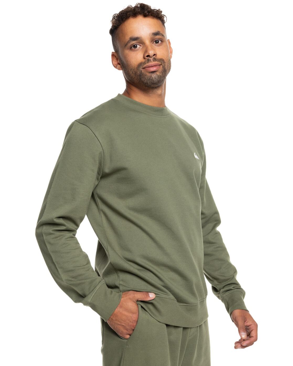 Rundhals-Fleece BASIC Grün Herren 3/4