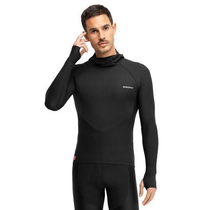 Men 's winter cycling thermal hooded base layer top DW Finestre Black Black