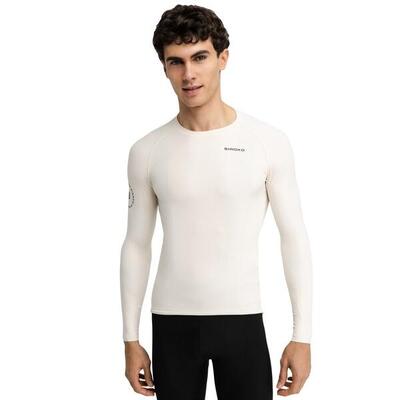 Heren wielershirt met lange mouwen m9 scanuppia beige beige