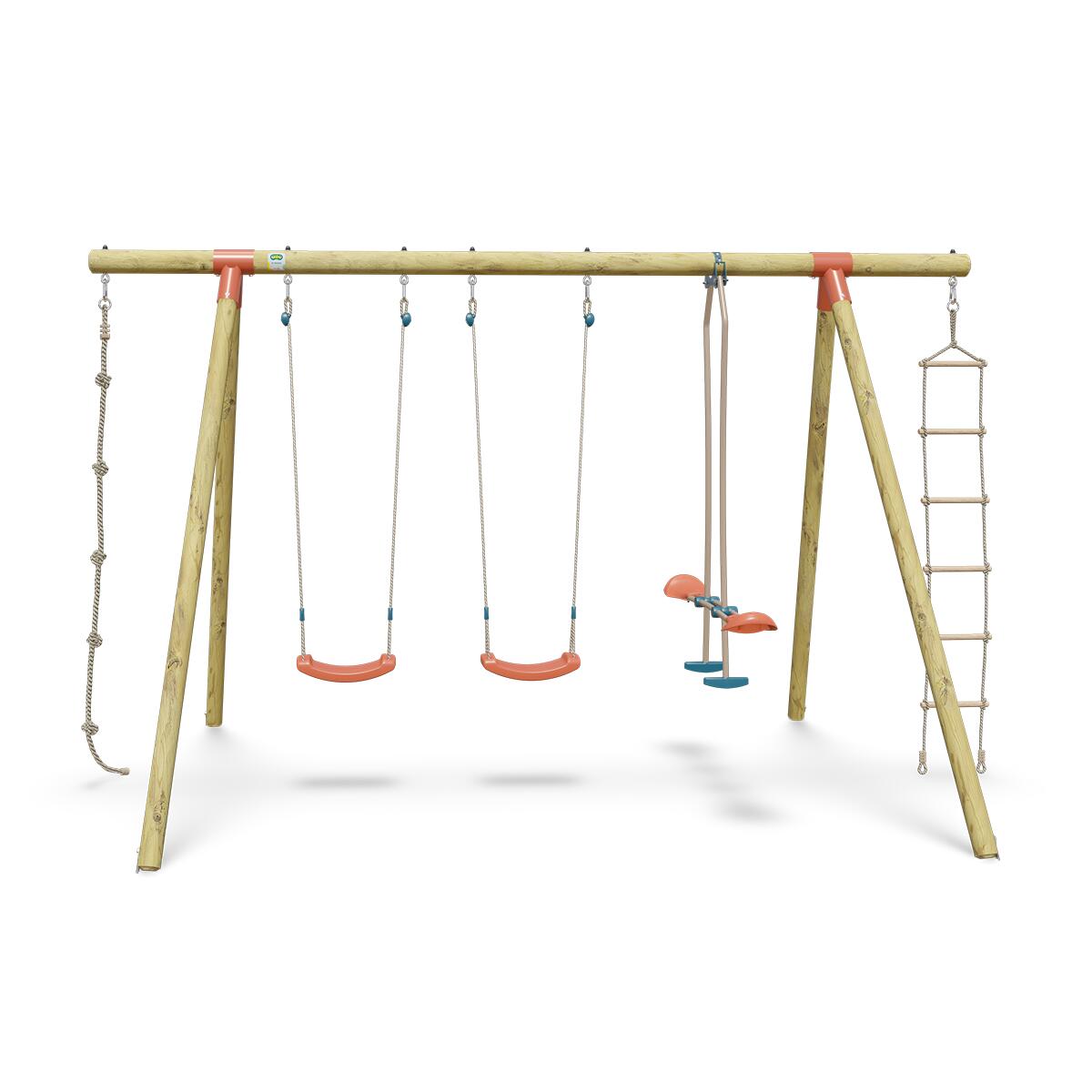 Trigano - Portique Bois 2,30 M Topwood Nani 2 - 6 Enfants - Balançoire - Beige|kaki - Taille Unique - Decathlon